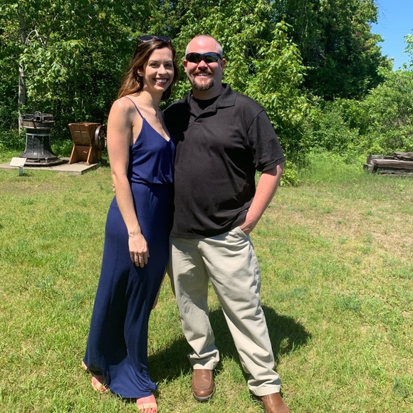 Lulu’s XS Women’s long Navy Blue Spaghetti Strap Cotton Dress with Side Slit - Picture 5 of 5